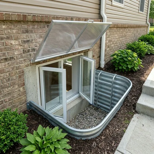 Code-compliant egress window well installation in Boise basement